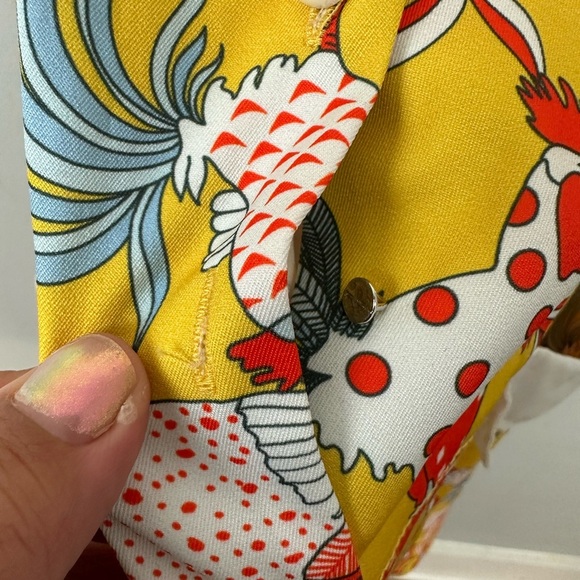 NWT Unique Vintage Mustard & Red Rooster Print Fit & Flare Dress Sz 2X/18 - Picture 12 of 16